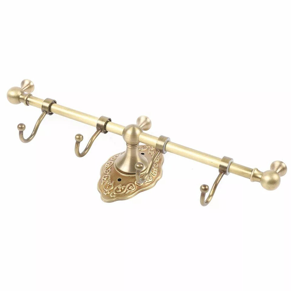 Towel Bar Rack Bathroom Towel Storage Brass Shelf Vintage Wall-Mounted Shelf