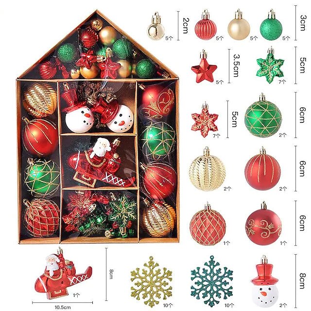 70-Pieces Set: Christmas Tree Decorations Christmas Ball