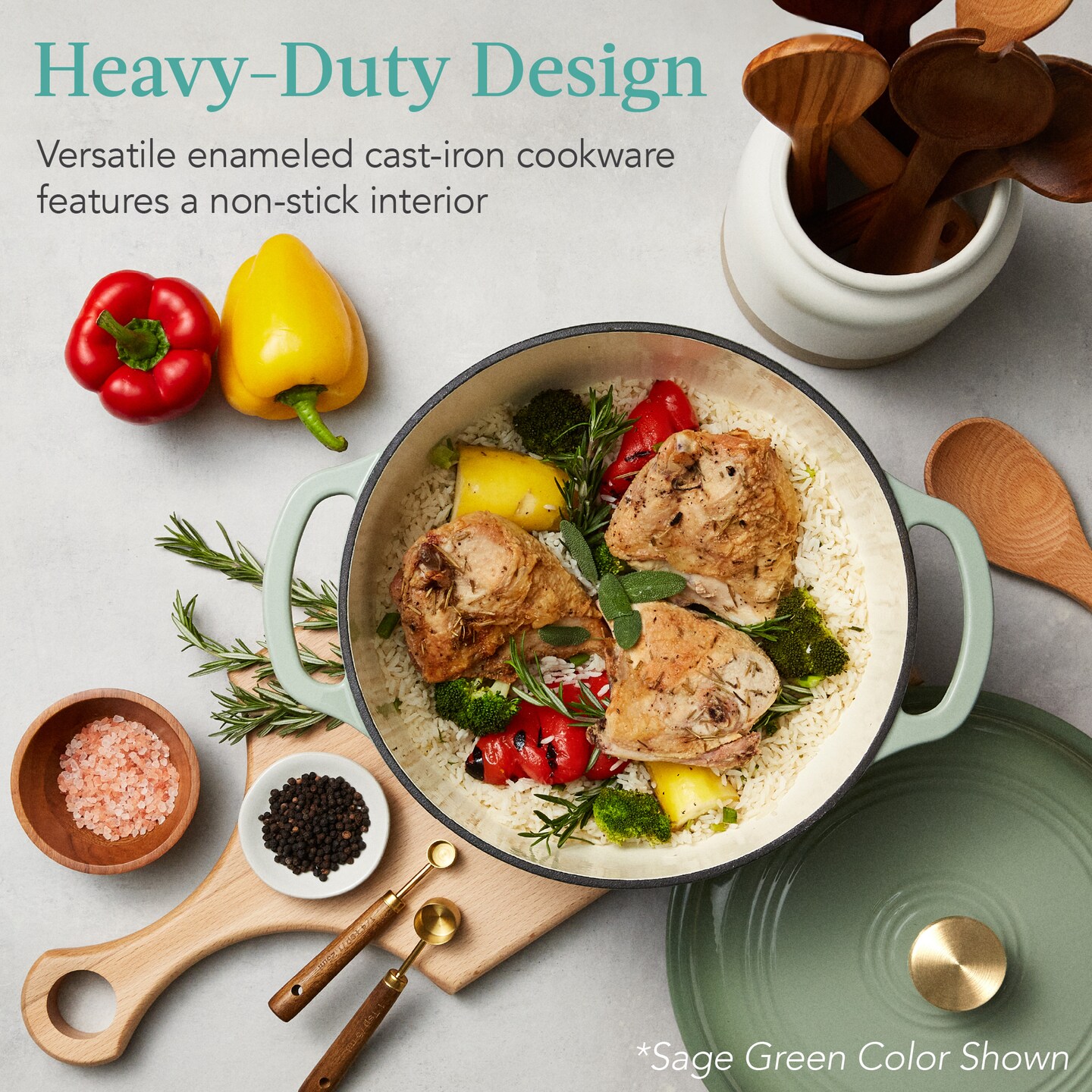 Best Choice Products 7.5 Quart Enamel Cast-Iron Dutch Oven, Heavy-Duty Cookware w/ Dual Handles, Lid