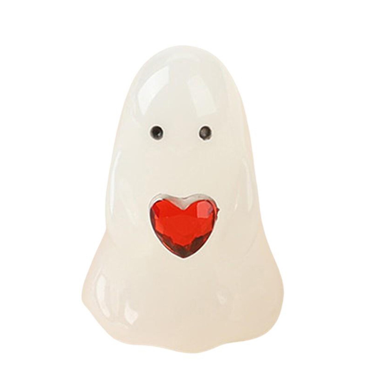 1/2Pcs Love Heart Ghost Figurine Glow-In-The-Dark Little Ghost Ornament Halloween Miniature White Ghost Statue Garden
