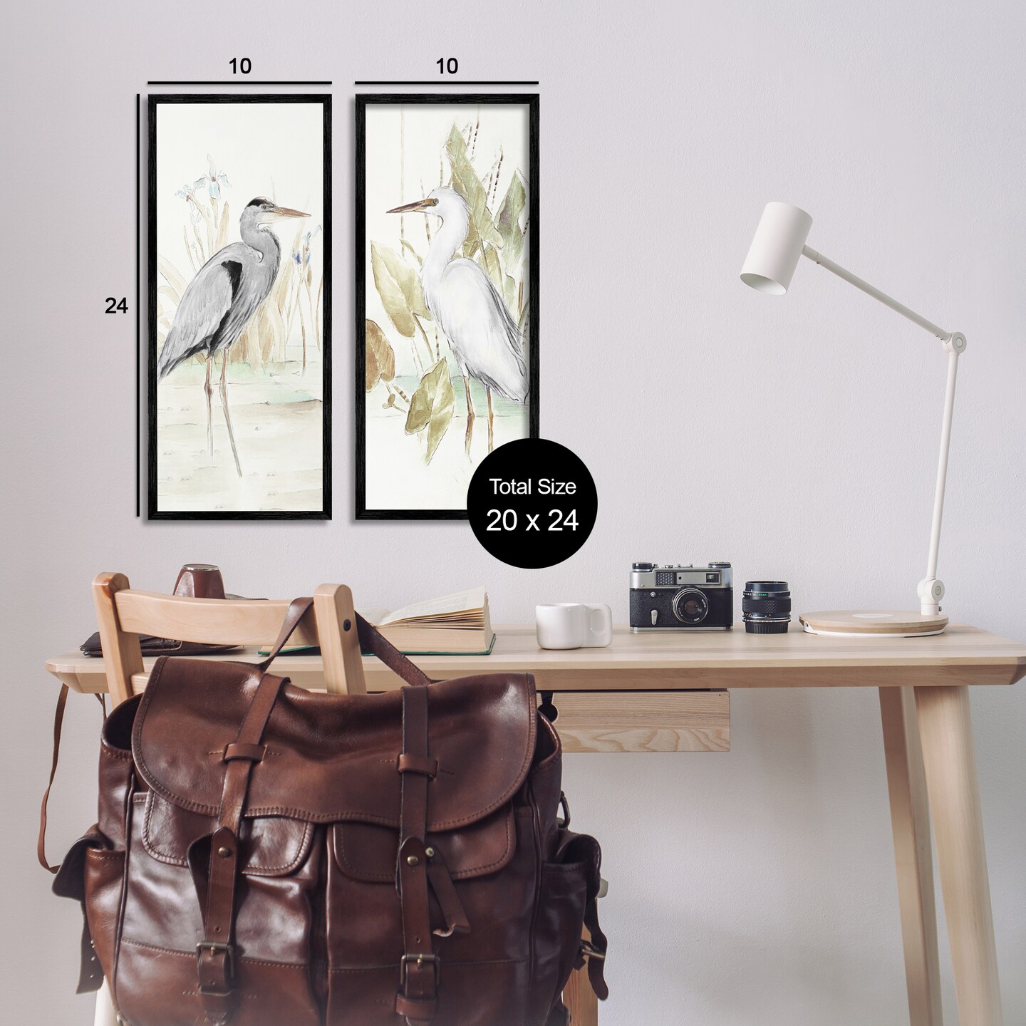 Stupell Industries Heron Egret Marsh Landscape 2 pc Framed Giclee Wall Art Set Design by Lanie Loreth