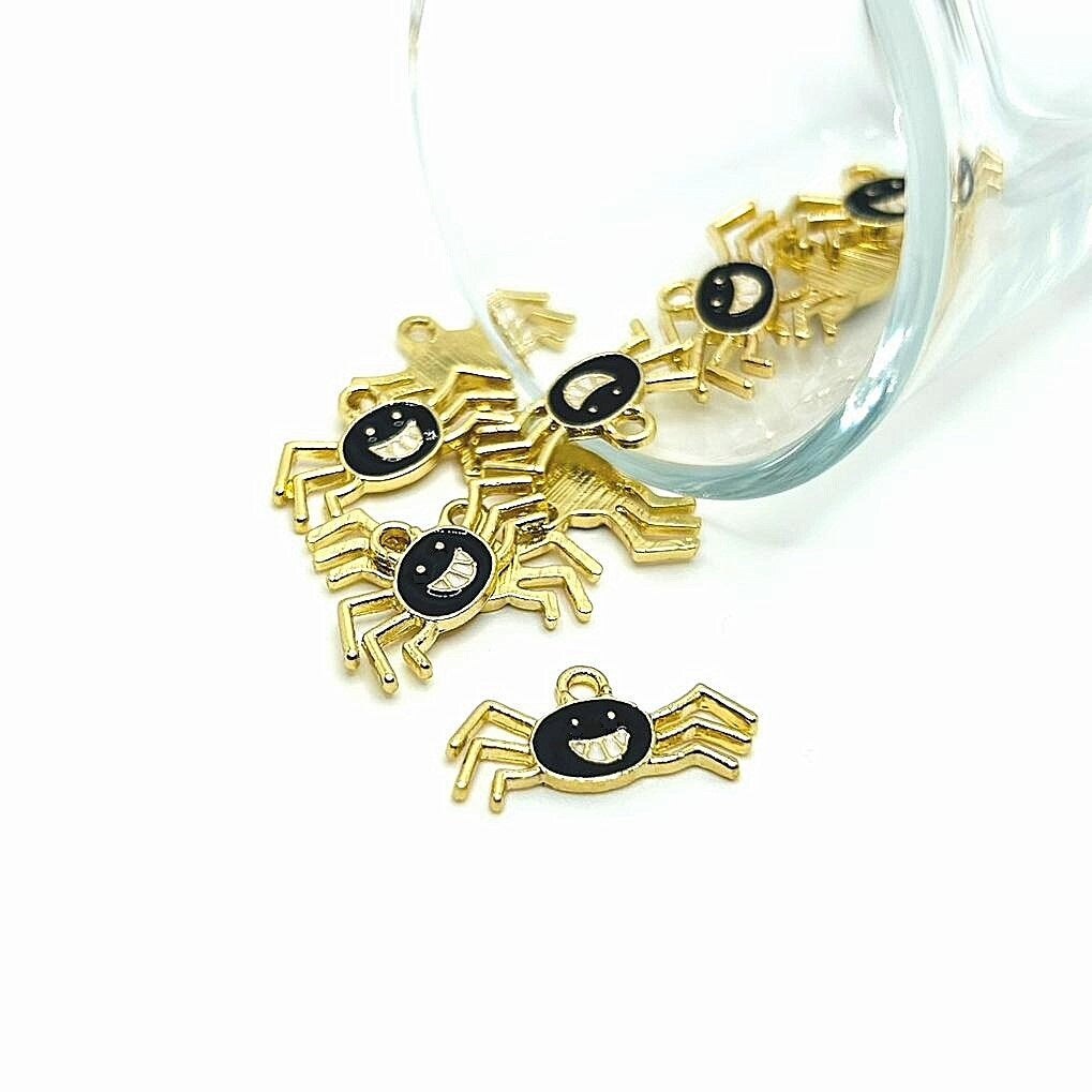4, 20 or 50 Pieces: Cute Black Enamel Spider Charms
