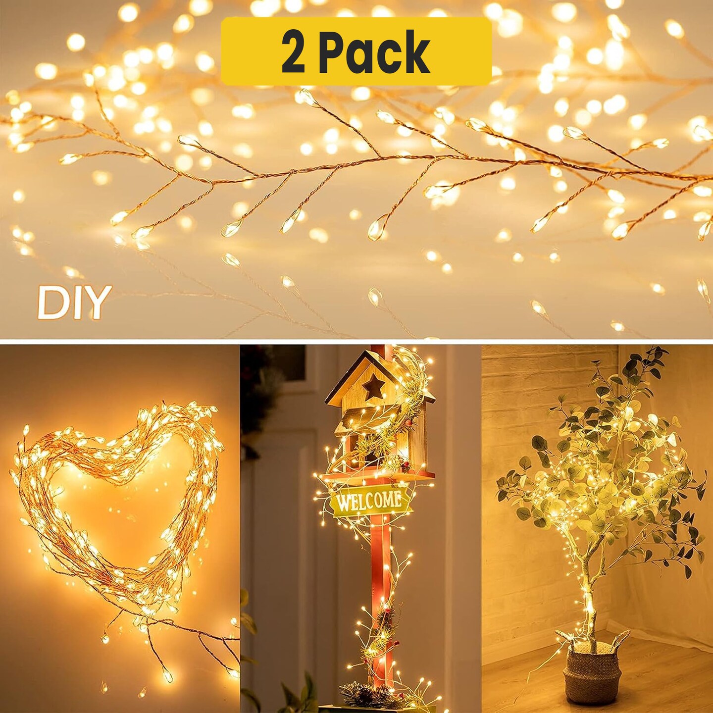 Christmas Silver Copper Cluster Fairy Lights