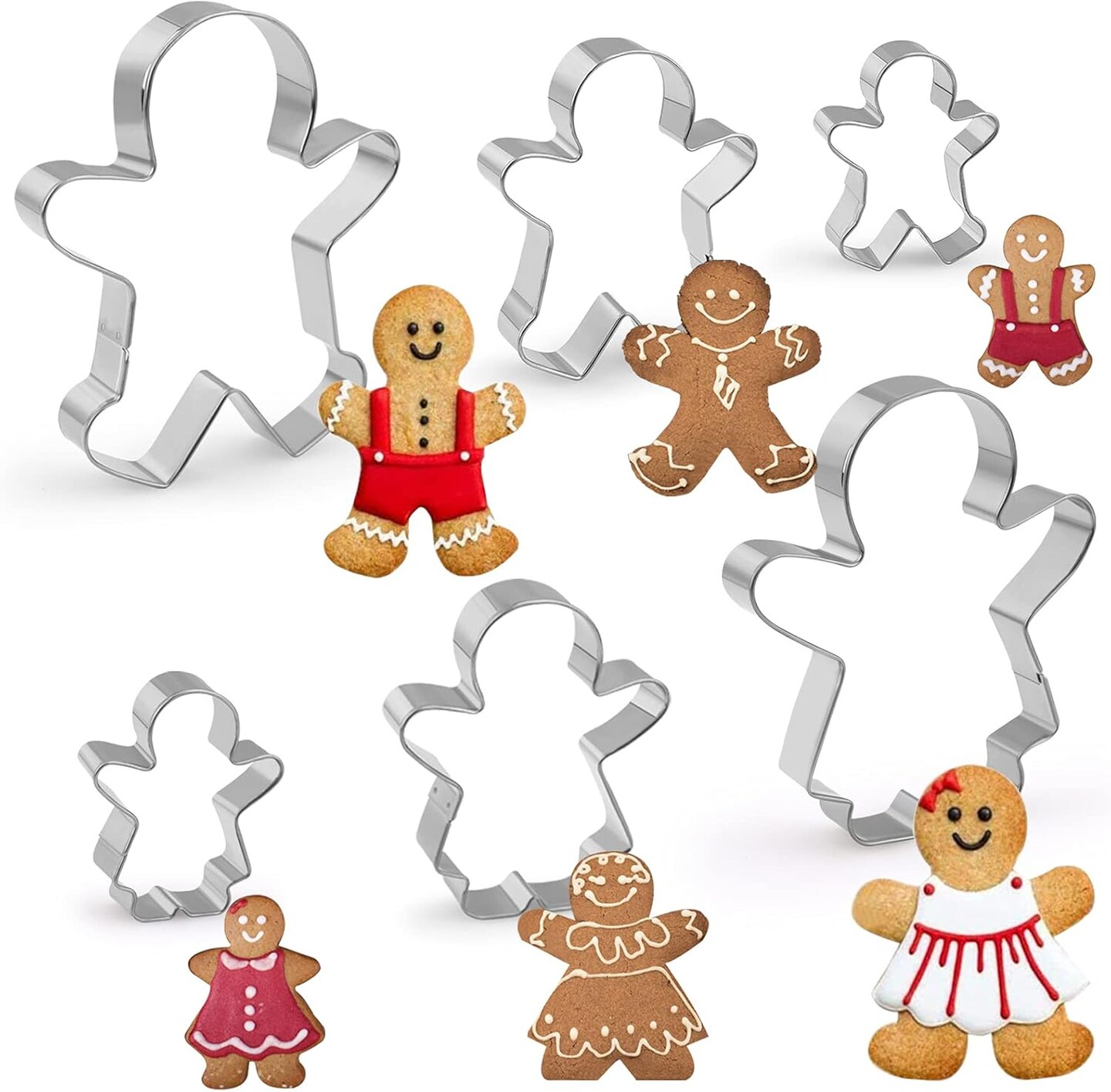 6-Piece Gingerbread Man Cutter Set - Family Boy &#x26; Girl Shapes