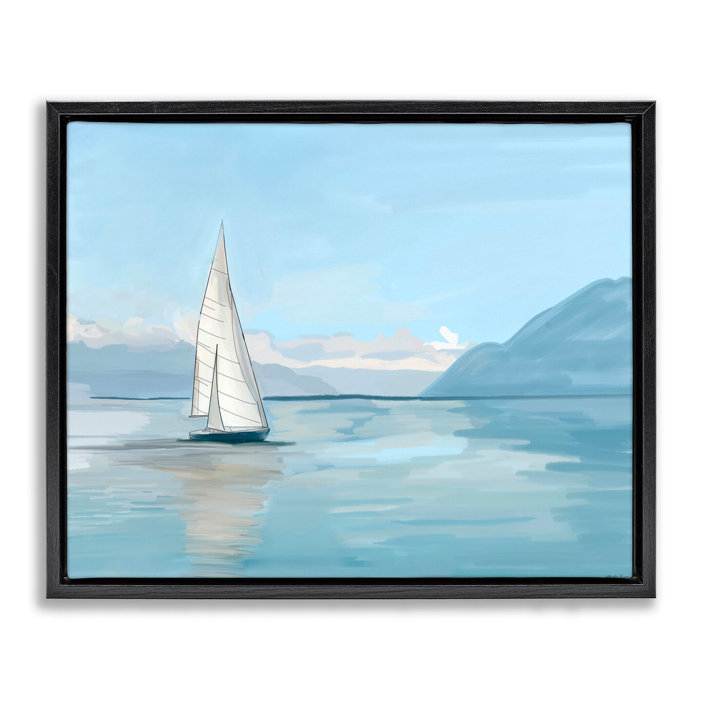 Stupell Industries Peaceful Sailboat on Water Framed Floater Canvas Wall Art Design by Amelia Noyes