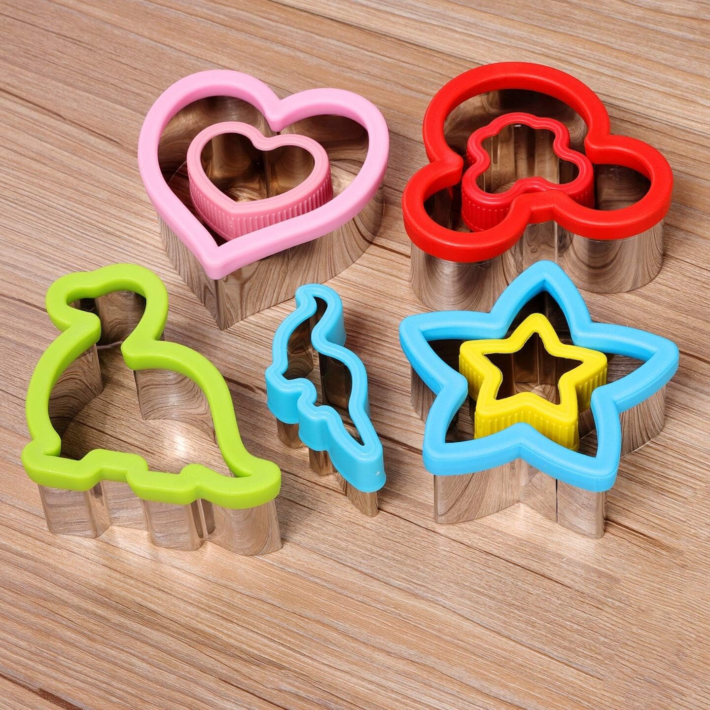8 Pack Stainless Steel Sandwiches Cutter Dinosaur Heart Star Shapes for Kids