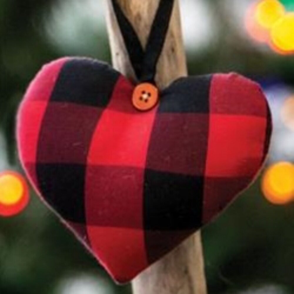 Buffalo Check Pattern Heart Ornament