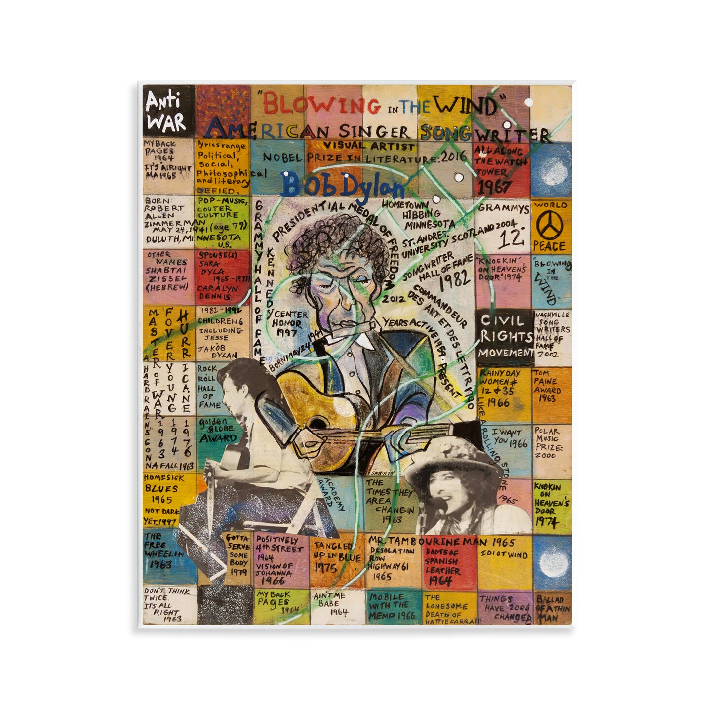 Stupell Industries Bob Dylan Collage Wall Plaque Art Design by Sabin