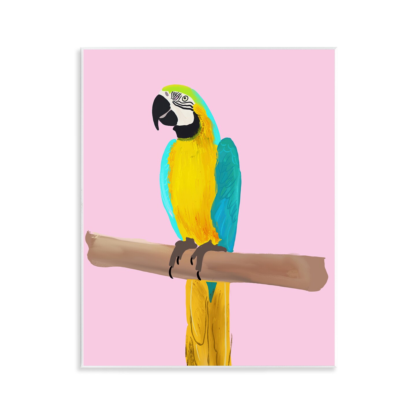 Stupell Industries Bright Parrot on Pink Wall Plaque Art Design by Ashley Singleton