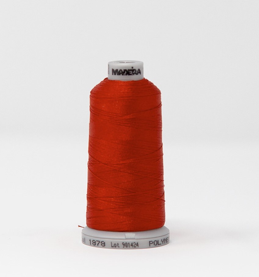 Polyneon Machine Embroidery Thread -- 1,100 yards spool -- Tomato Red Color --- Ref. #1878 by Madeira®