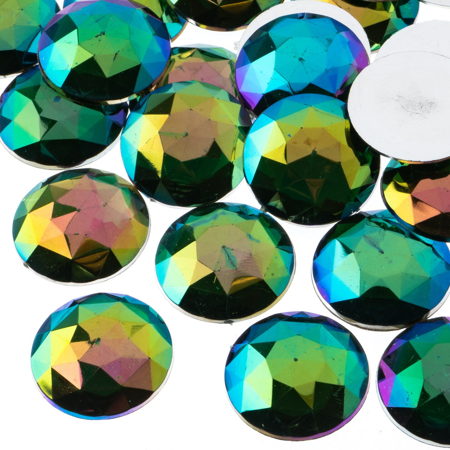 John Bead 25mm Round Acrylic Flat Back Rhinestones, 100pcs
