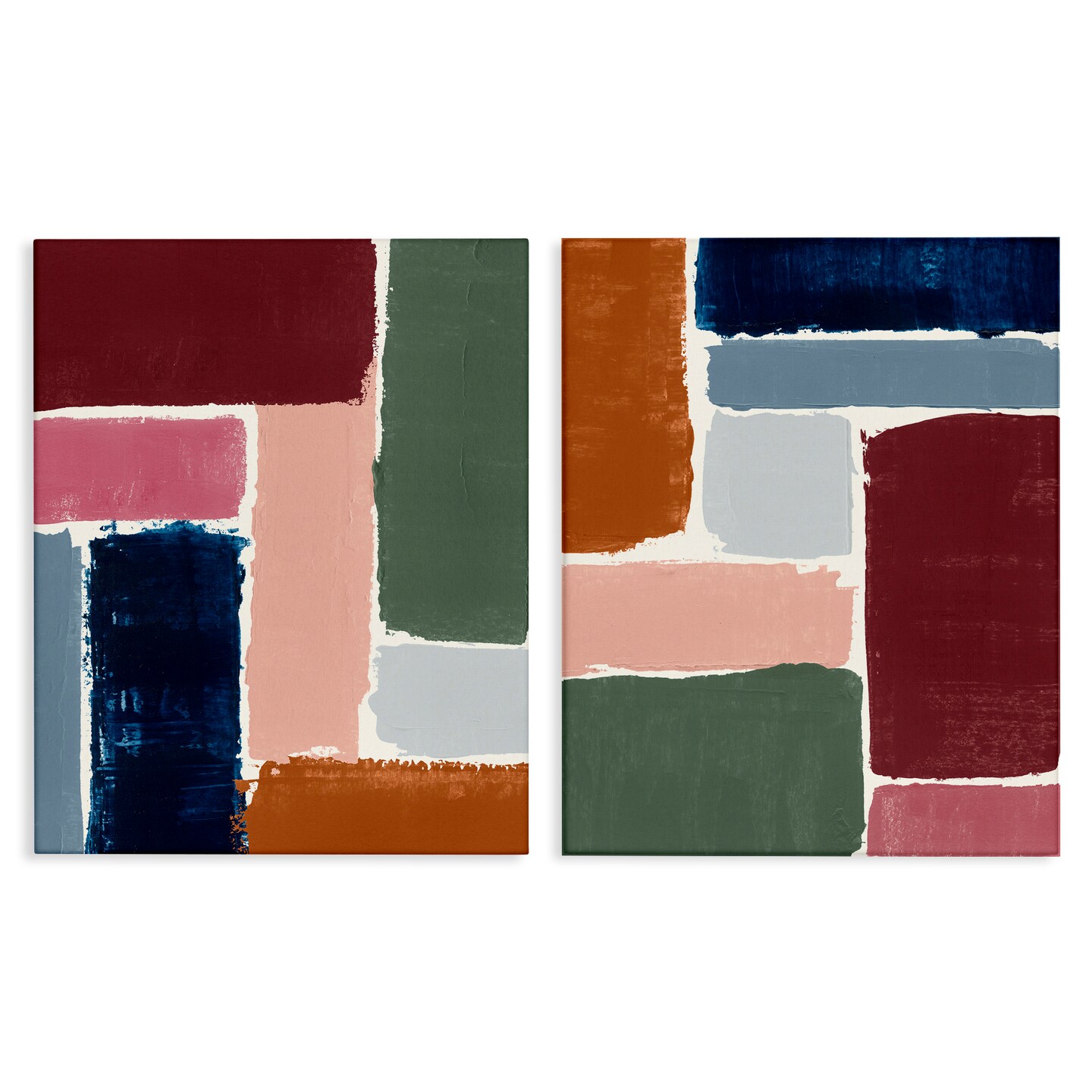 Stupell Industries Abstract Modular Color Block 2 pc Canvas Wall Art Set Design by Victoria Barnes