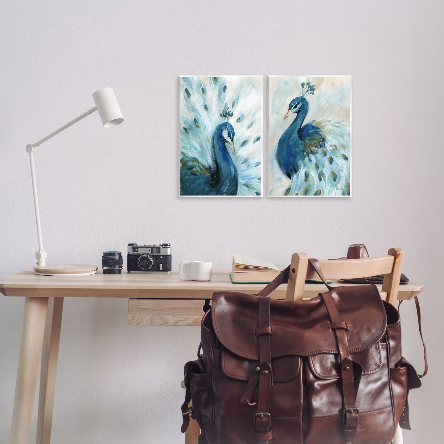 Stupell Industries Gentle Pretty Peacocks 2 pc Wall Plaque Art Set Design by Yvette St. Amant