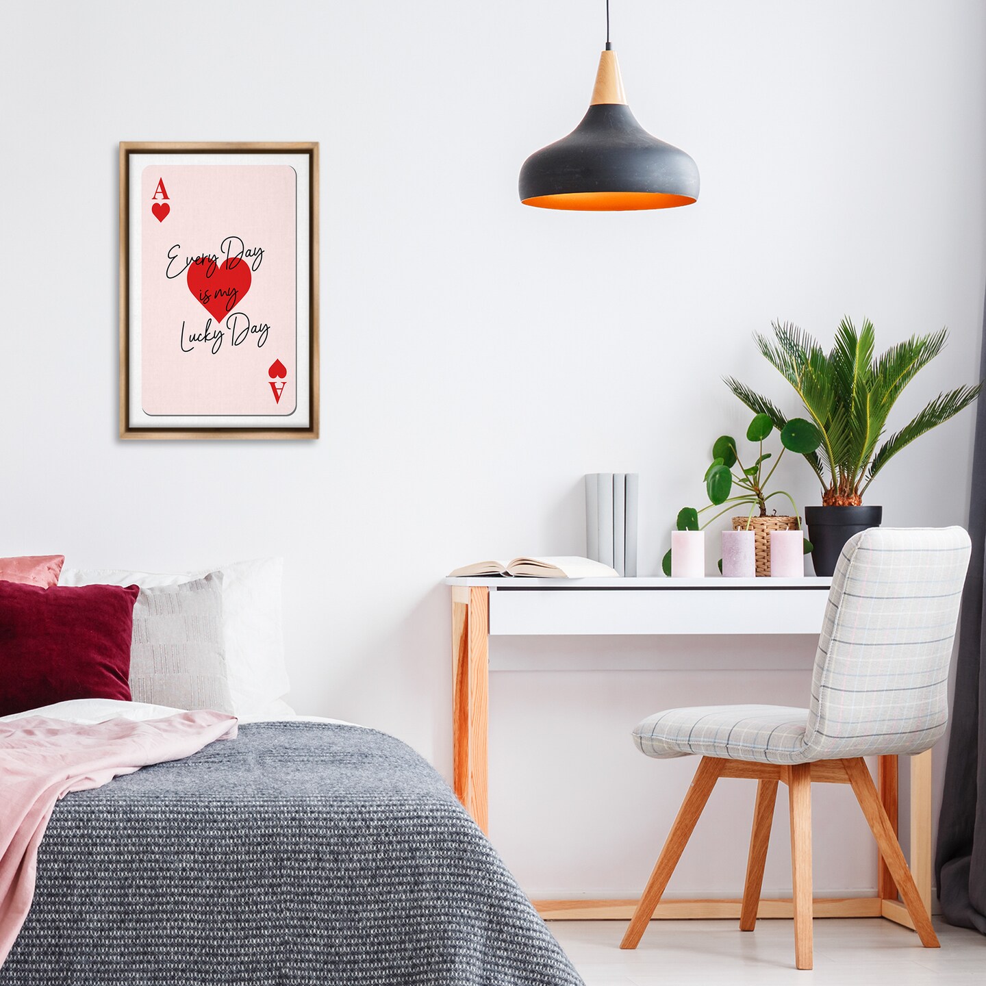 Stupell Industries Lucky Day Card Design Framed Floater Canvas Wall Art Design by Martina Pavlova