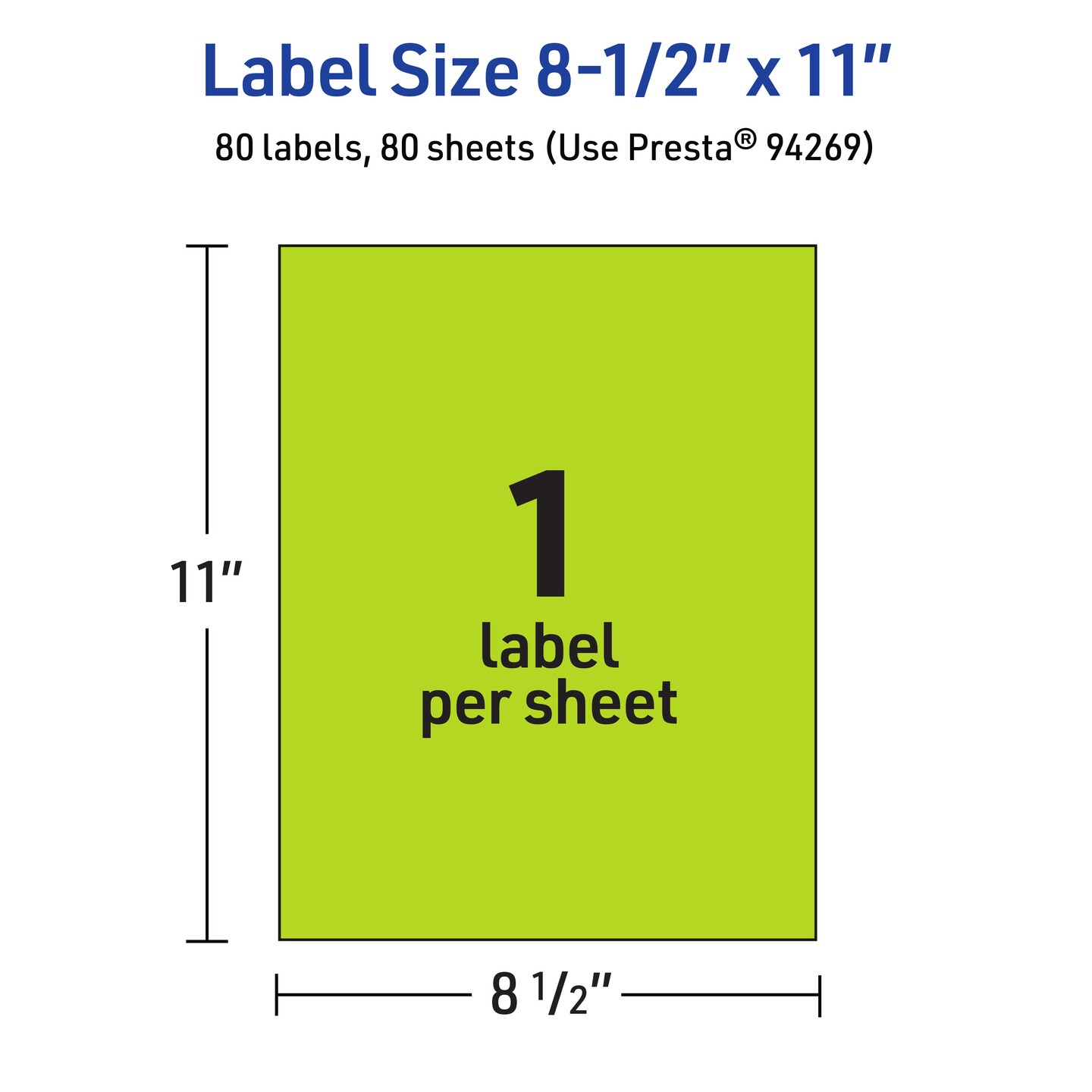 Avery Bright Green Sticker Paper, 8.5&#x22; x 11&#x22; Rectangle