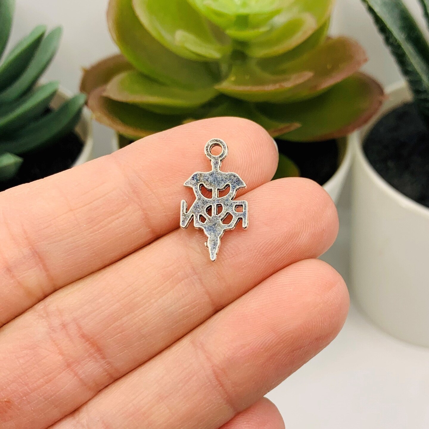4, 20 or 50 Pieces: Silver RN with Caduceus Charms