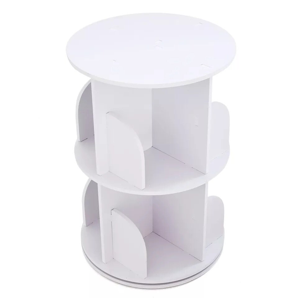 Rotating Bookshelf 360 Display 2 Tier Floor Standing Bookcase Storage Rack