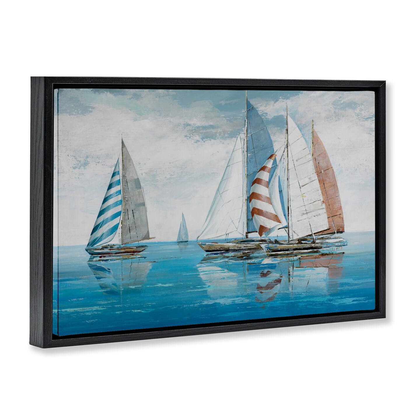 Stupell Industries Maritime Ocean Yachts Framed Floater Canvas Wall Art Design by Max Maxx