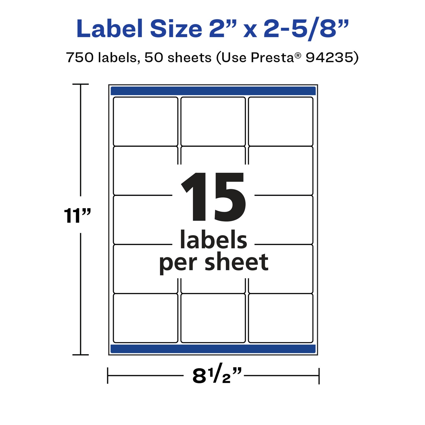 Avery Glossy White Rectangle Labels with Sure Feed, 2&#x22; x 2-5/8&#x22;