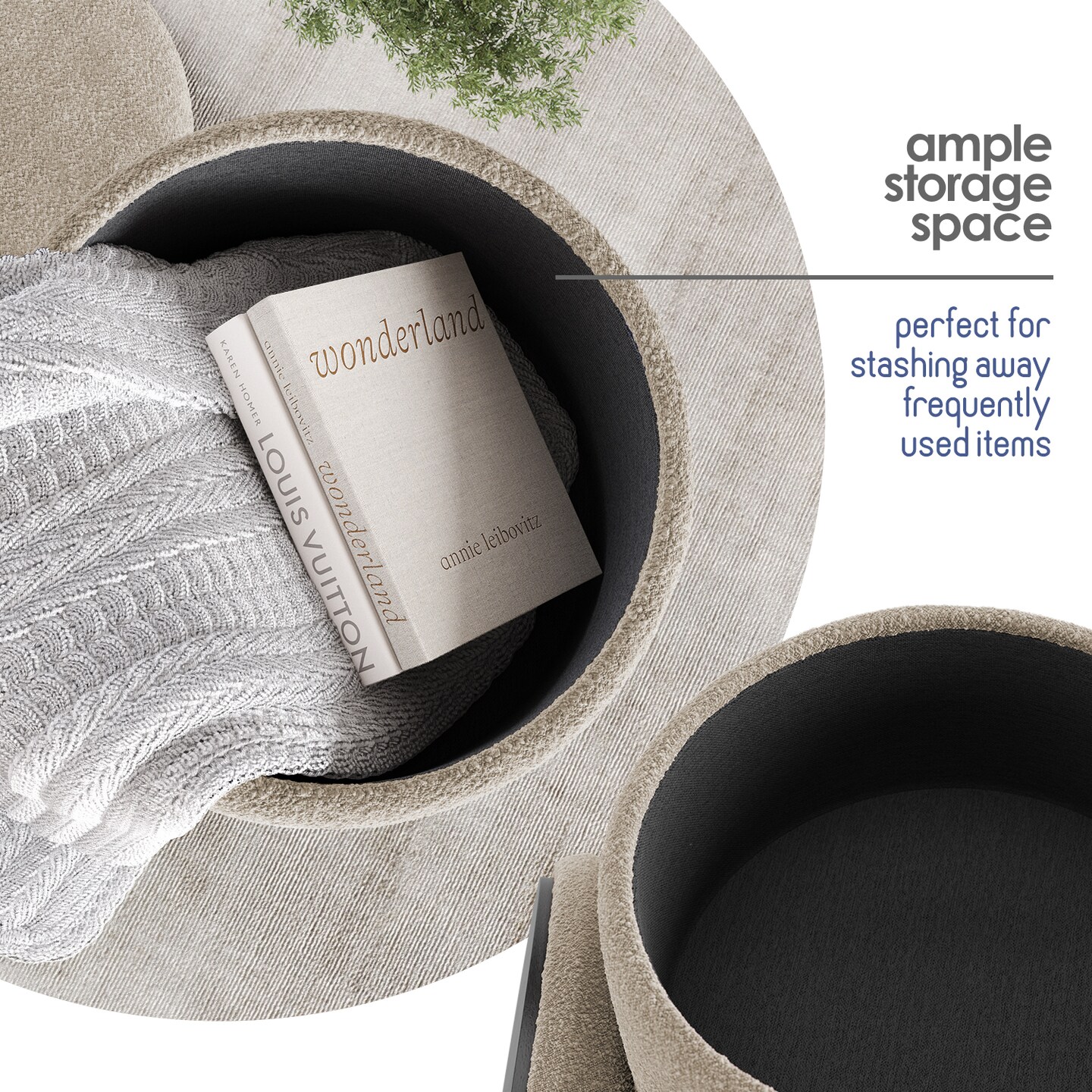 StorageBud Round Ottoman with Storage