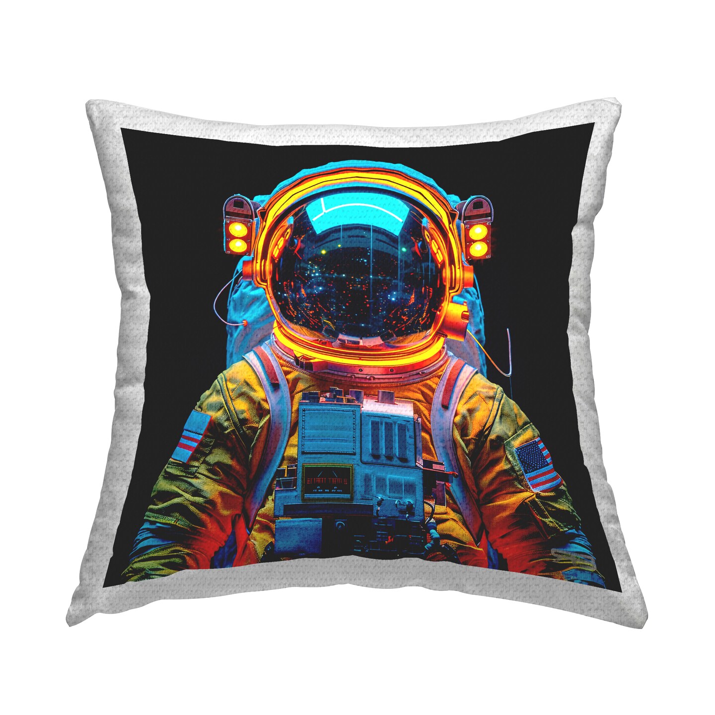 Astronaut with Reflective Helmet Outdoor Printed Pillow Design by RB, 18 x 7 x 18