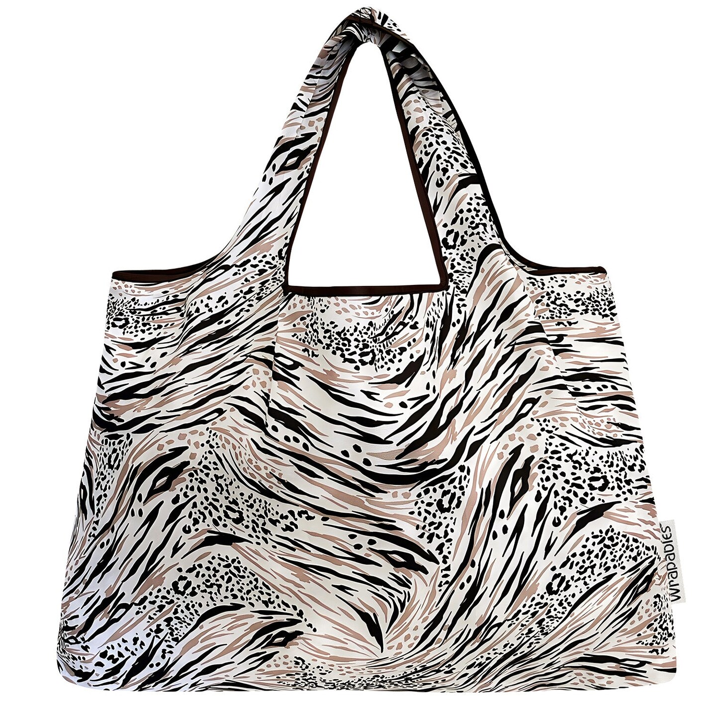 Wrapables Large Foldable Tote Nylon Reusable Grocery Bags, Nature