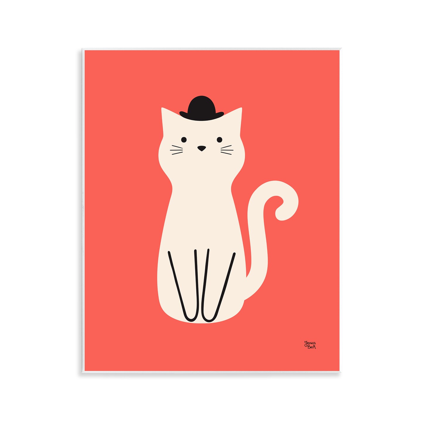 Stupell Industries Cat with Top Hat Wall Plaque Art Design by Jessica Beck