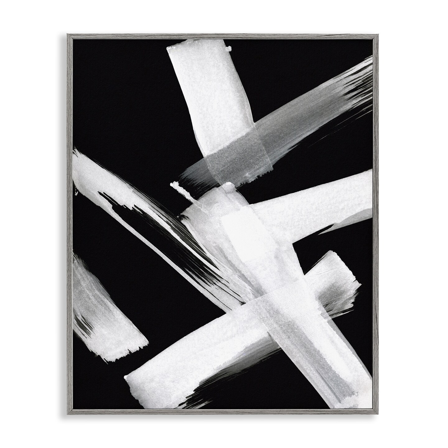 Stupell Industries Brushstrokes on Black Framed Giclee Wall Art Design by Susan Jill