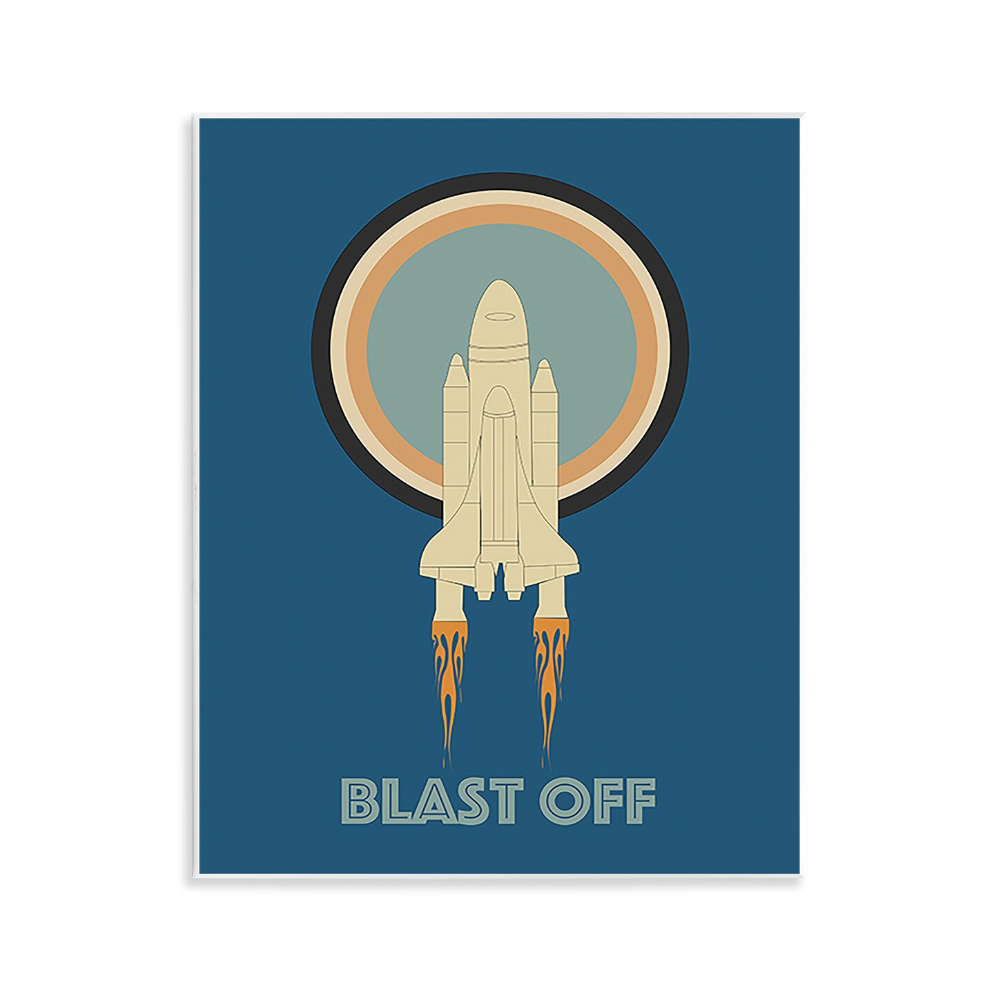 Stupell Industries Blast Off Vintage Rocket Wall Plaque Art Design by Ashley Singleton