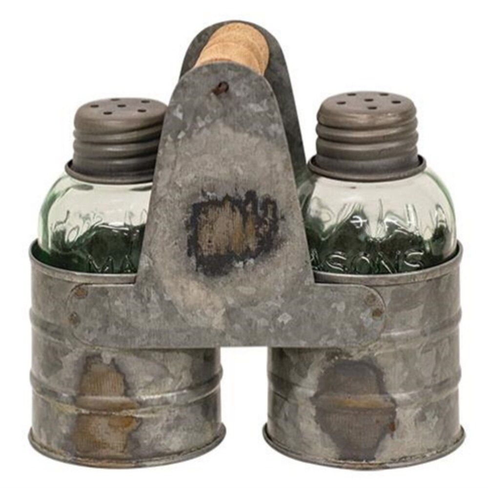 Galvanized Salt &#x26; Pepper Shaker Caddy