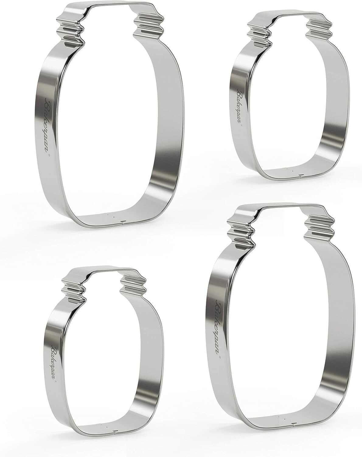 Mason Jar Cookie Cutters Set &#x2013; Stainless Steel 4 Pcs 3.5&#x22; &#x26; 4.5