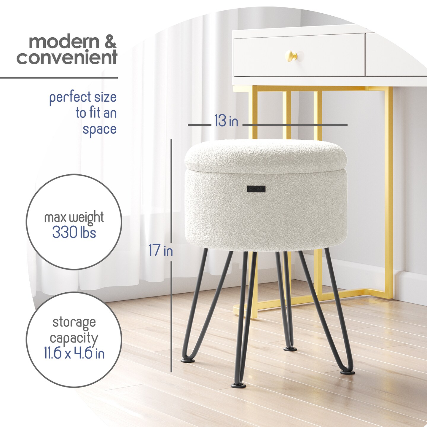 StorageBud Round Ottoman with Storage