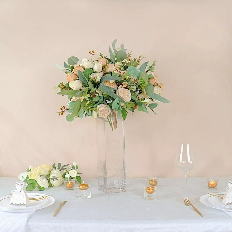 6 Clear 16-Inch Square GLASS FLOWER VASES Wedding Party Centerpieces Supplies