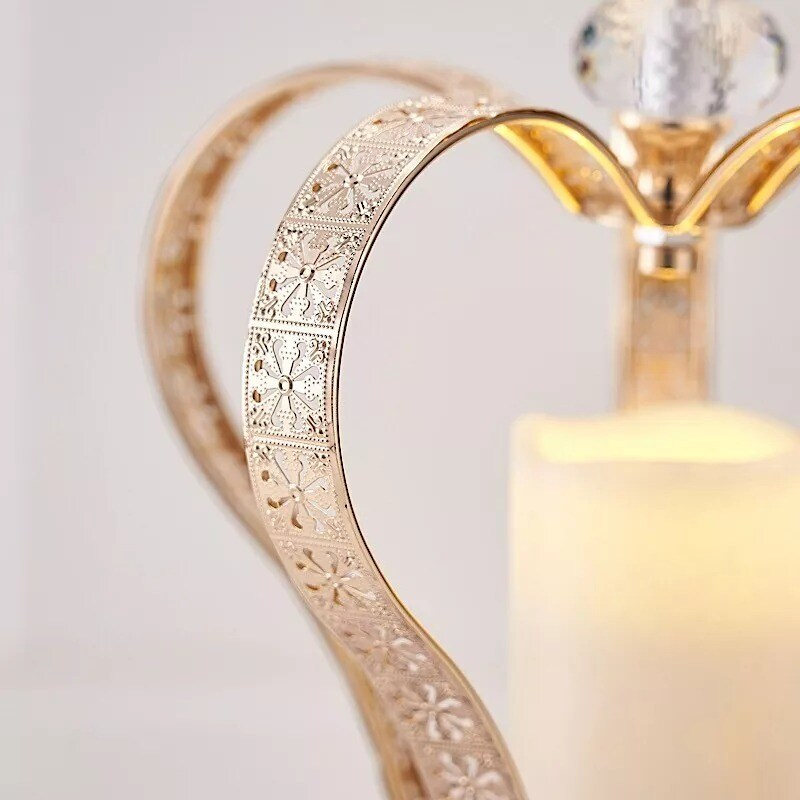 25-Inch tall Gold Metal Crown Stand Glass Votive Candle Holder Wedding Home