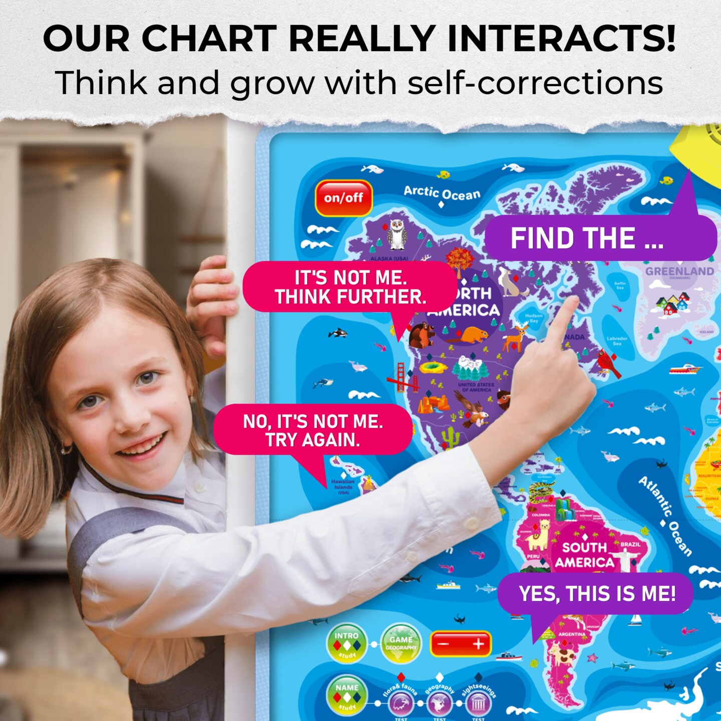 QUOKKA Educational Toys for Kids 5-7 Year Old - USA World Maps  Learning Wall Chart for Toddlers Age 3 4 6+ - Interactive Speech Therapy Poster Boy Girl - Autism Game 8-10-12