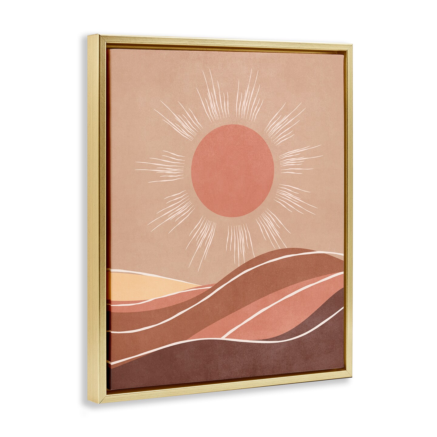 Stupell Industries Boho Sun over Desert Framed Floater Canvas Wall Art Design by Nataly White