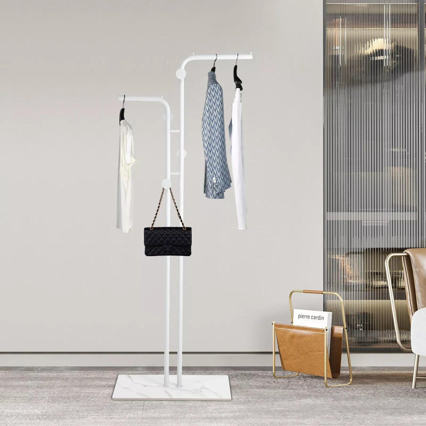 Coat Rack Jacket Bag Clothes Rail Stand Hanger Room Storage Shelves Organizer