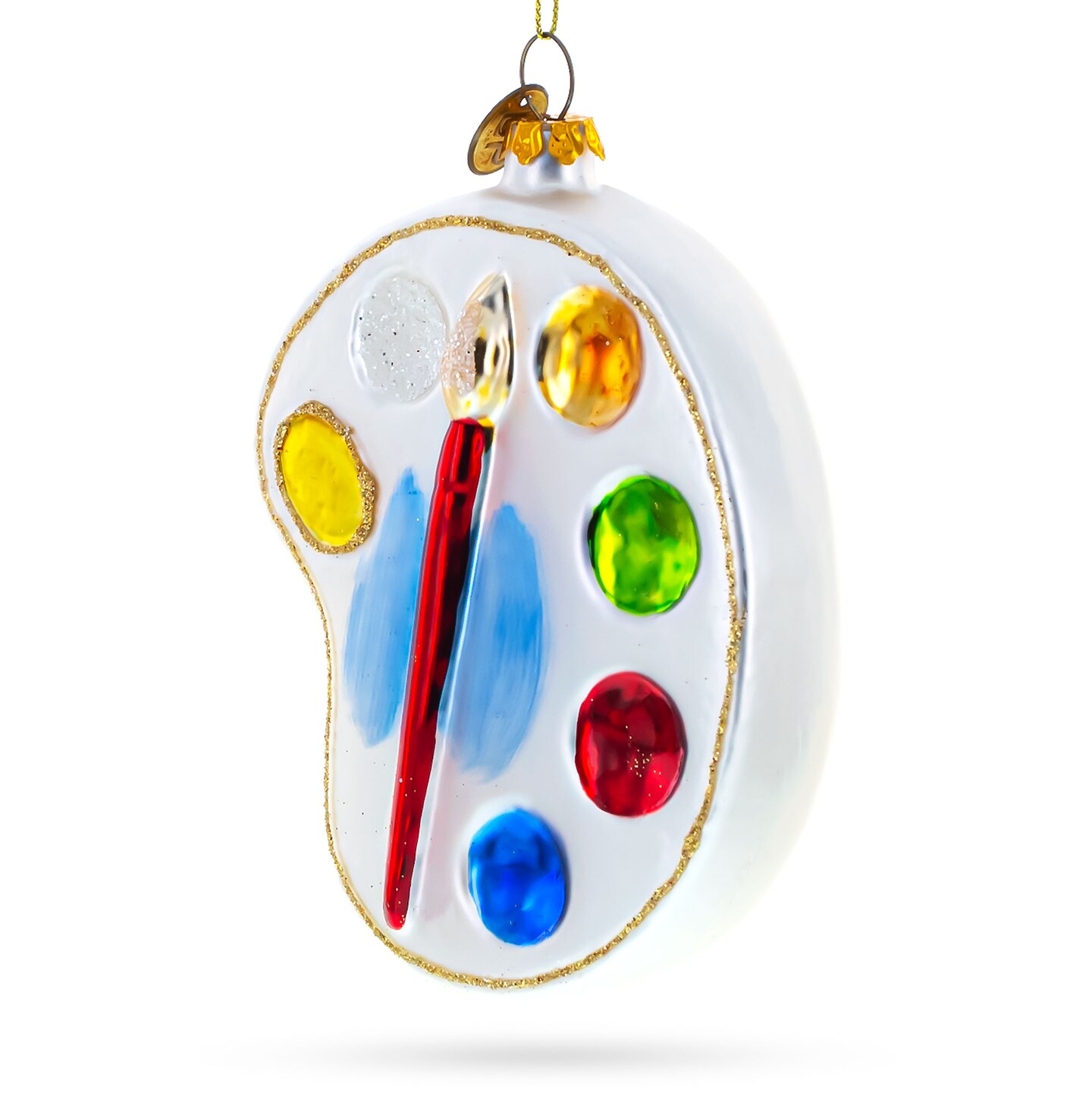Artist&#x27;s Color Palette Blown Glass Christmas Ornament