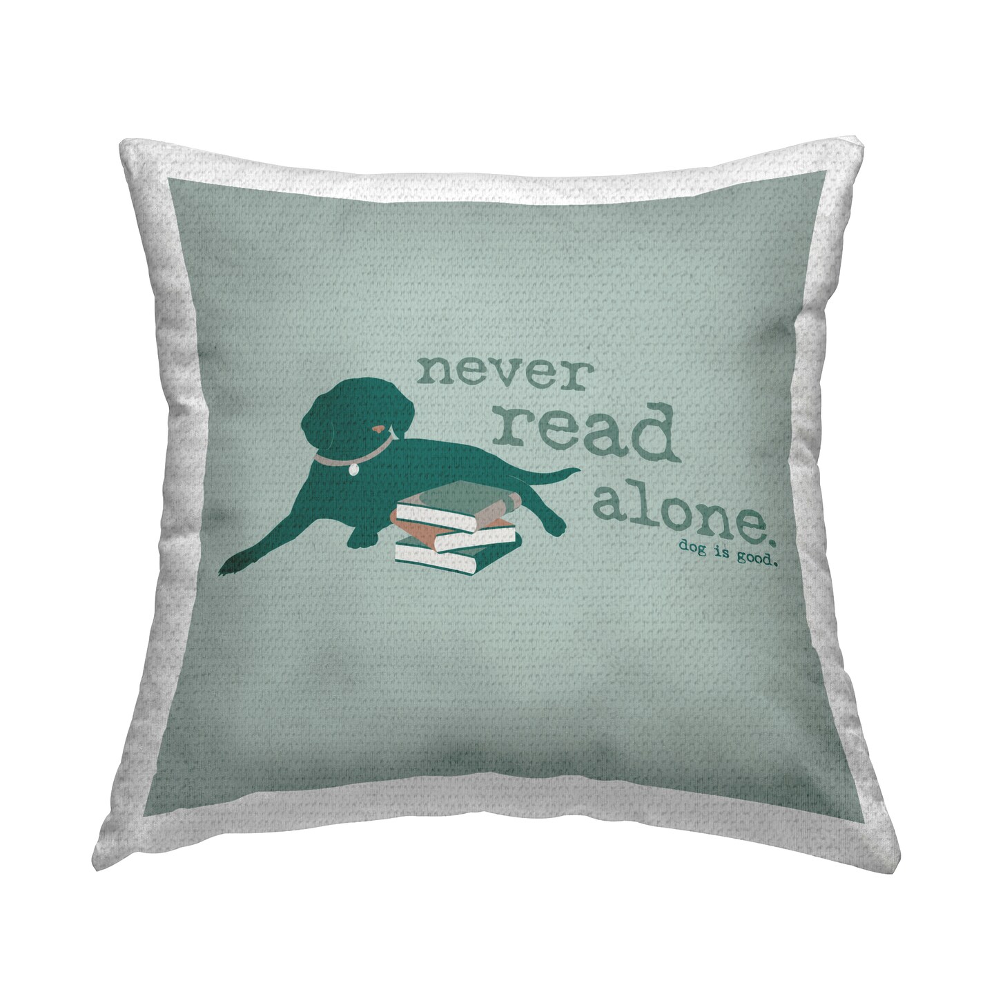Never Read Alone Dog Outdoor Printed Pillow Design by Dog Is Good, 18 x 7 x 18