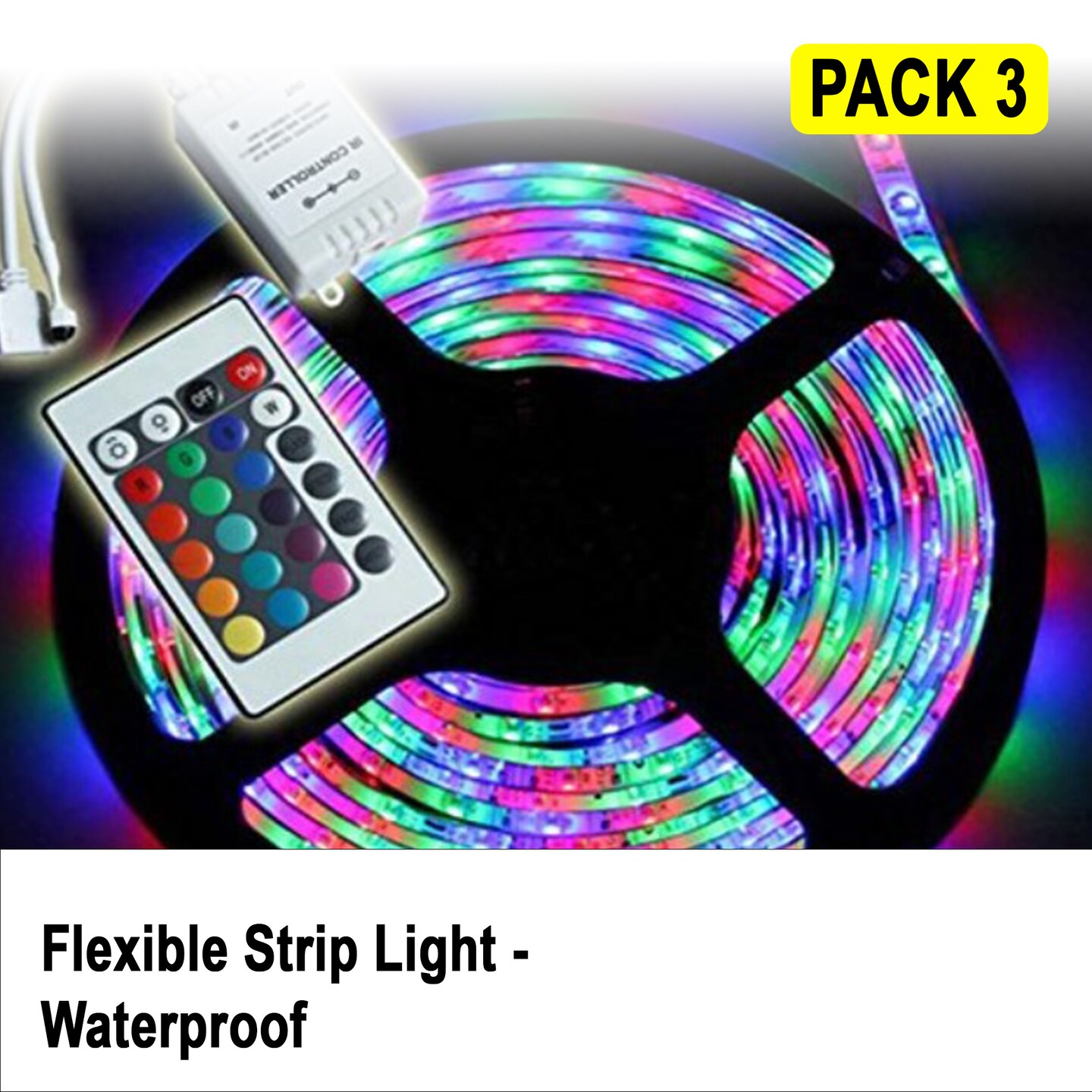 Waterproof 300 LED 5050 RGB LED Strip Lights, 16ft, Remote & Adapter Included