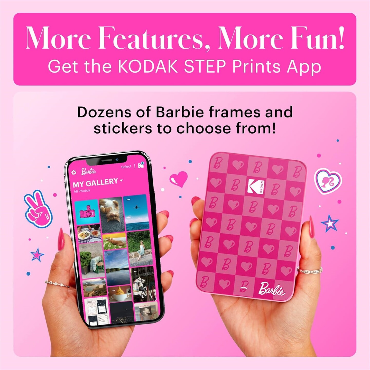Kodak x Barbie Step Slim Instant Photo Printer, 2x3&#x22; Portable Printer Iconic Style - Bundle