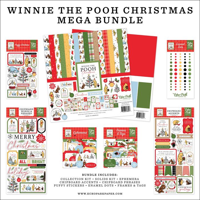 Echo Park Winnie The Pooh Christmas 12&#x22;x12&#x22; Collection Kit Mega Bundle