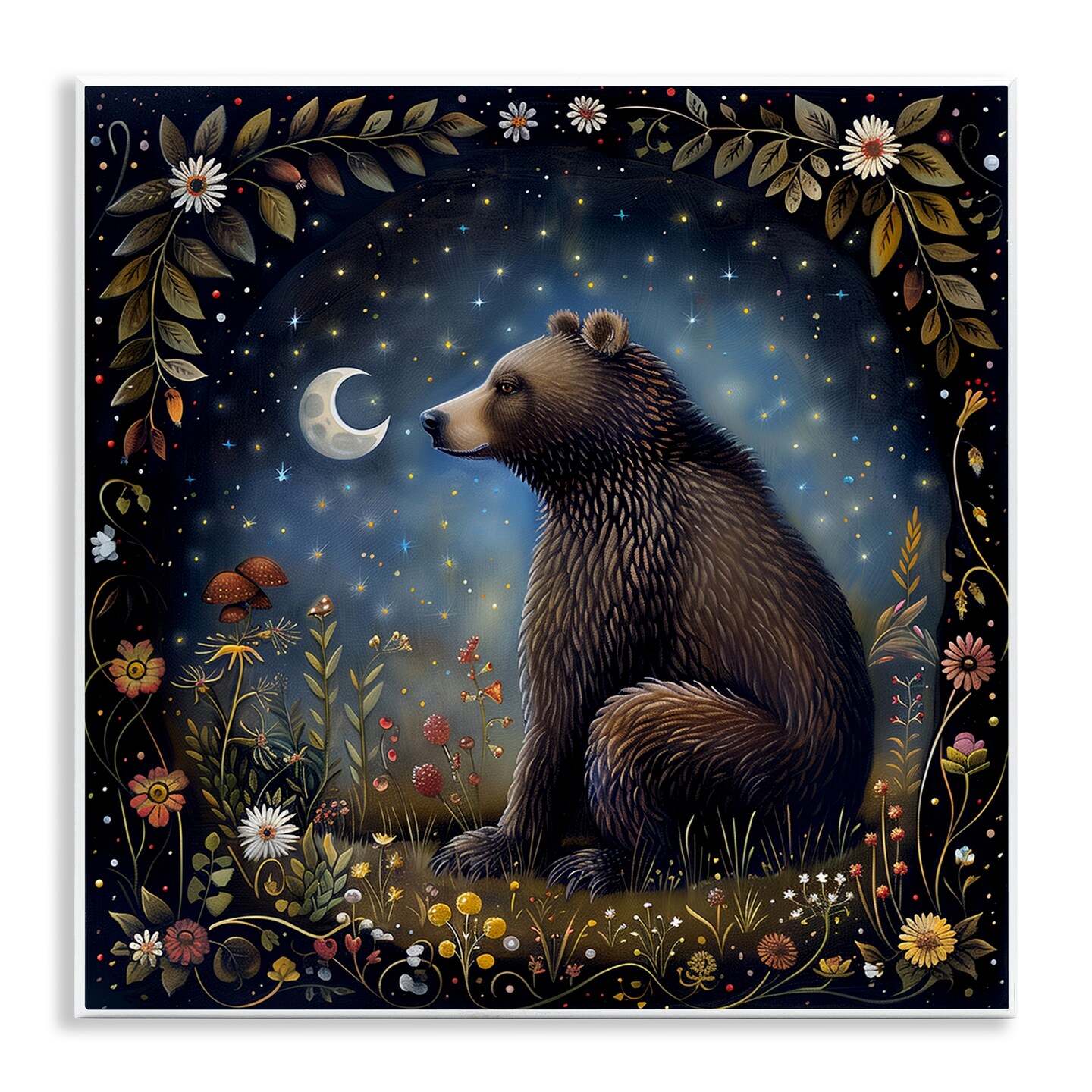 Stupell Industries Woodland Bear Night Forest Wall Plaque Art Design by The Dutch Lady