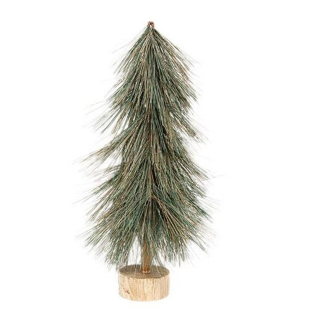 Sparkle Bottle Brush Pine Tree On Base 15&#x22;