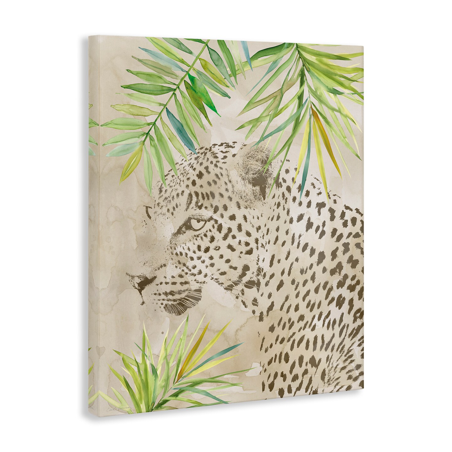 Stupell Industries Leopard Impression & Palms Canvas Wall Art Design by Carol Robinson