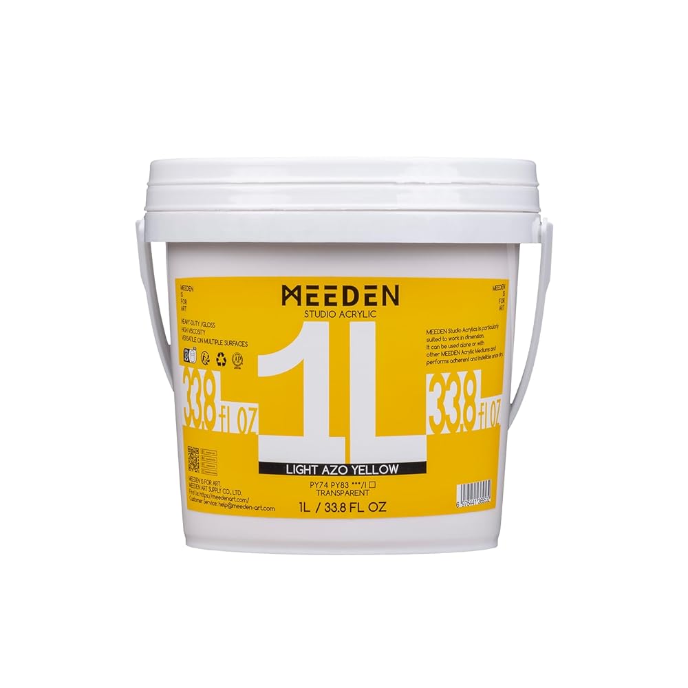 MEEDEN Studio Acrylic Paint-Light Azo Yellow, 1L / 33.8 oz