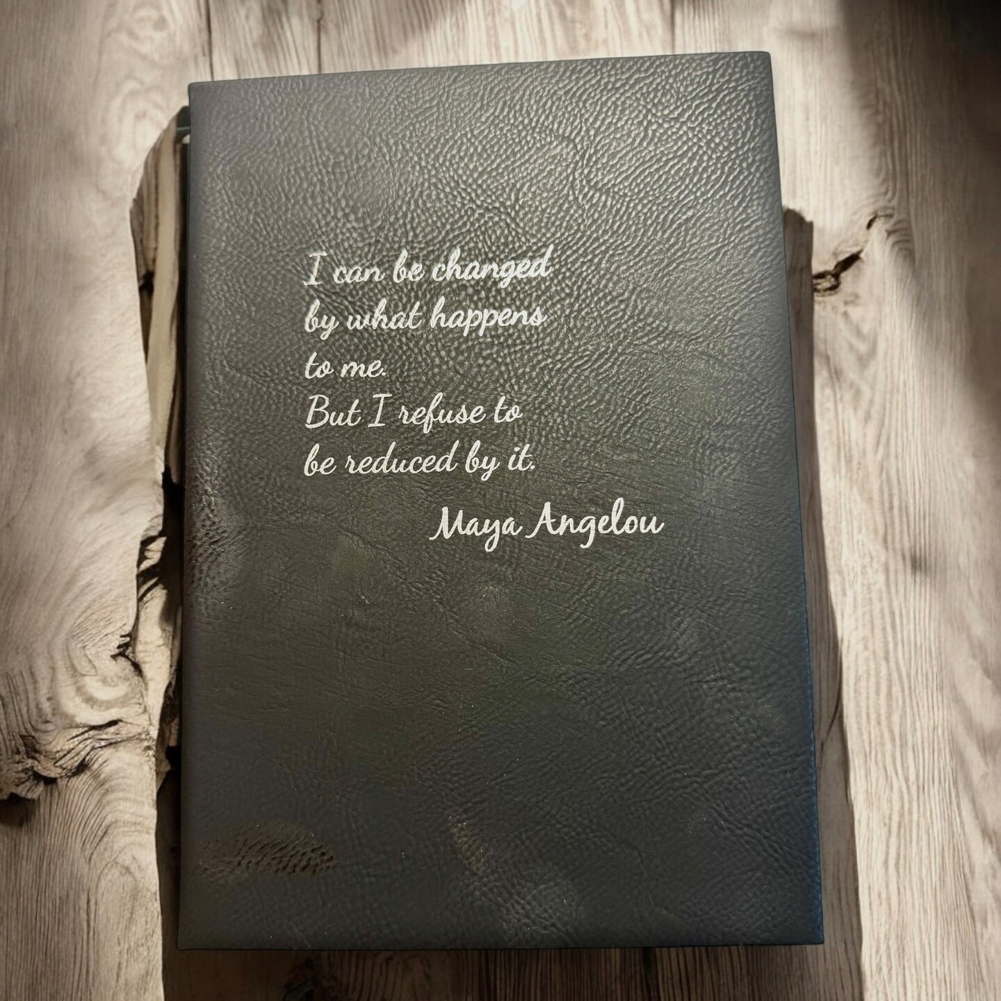 product name is Premium Leather Engraved Lined Journal