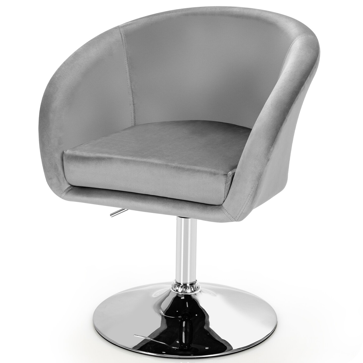 Height Adjustable and Swivel Makeup Accent Chair with Round Back and Metal Base