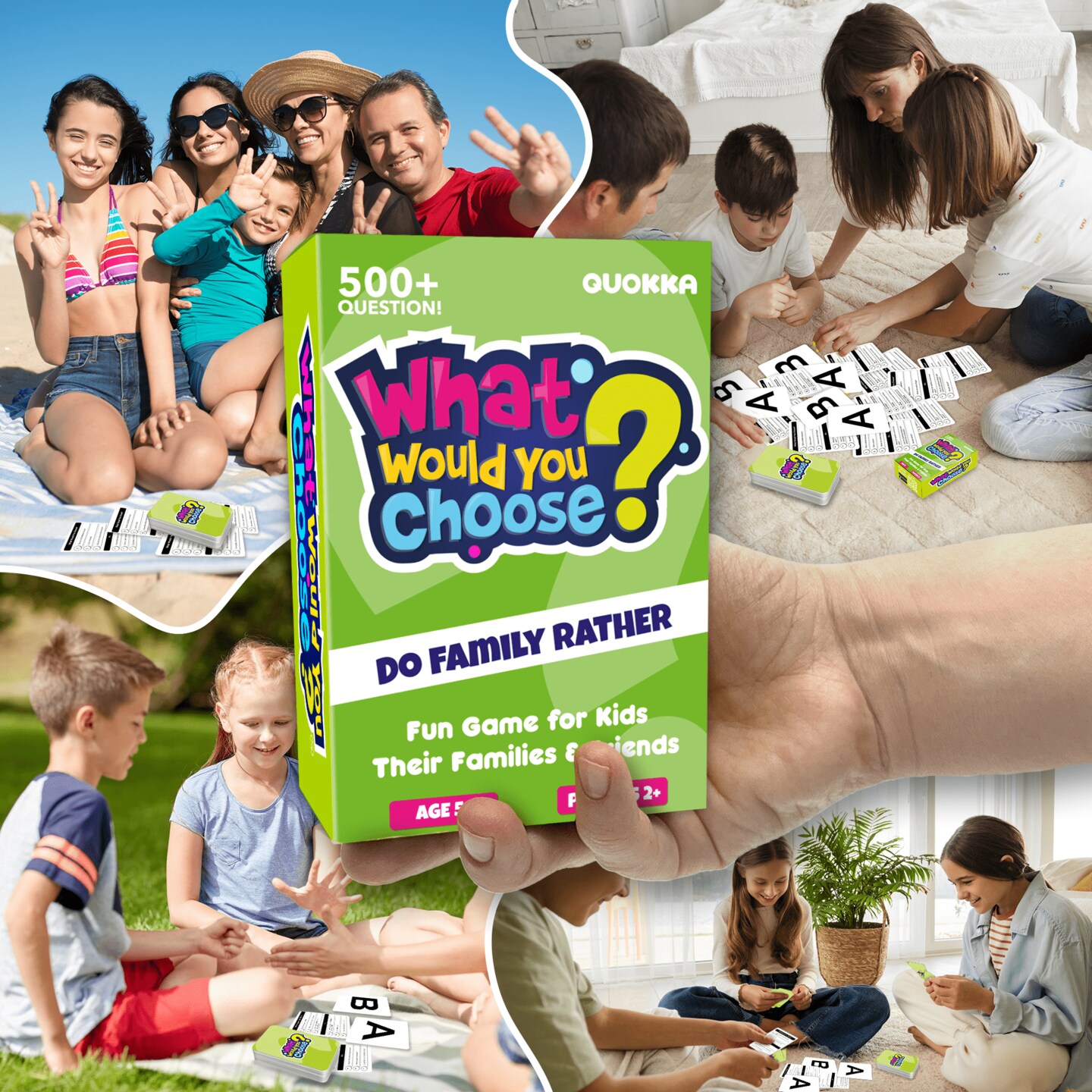 QUOKKA Board Games for Kids 8-12 Year Olds - Family Card Game for Kids Ages 6-8 - What Would You Choose | Do Family Rather? | Pick Your Answer | Get to Know Your Family
