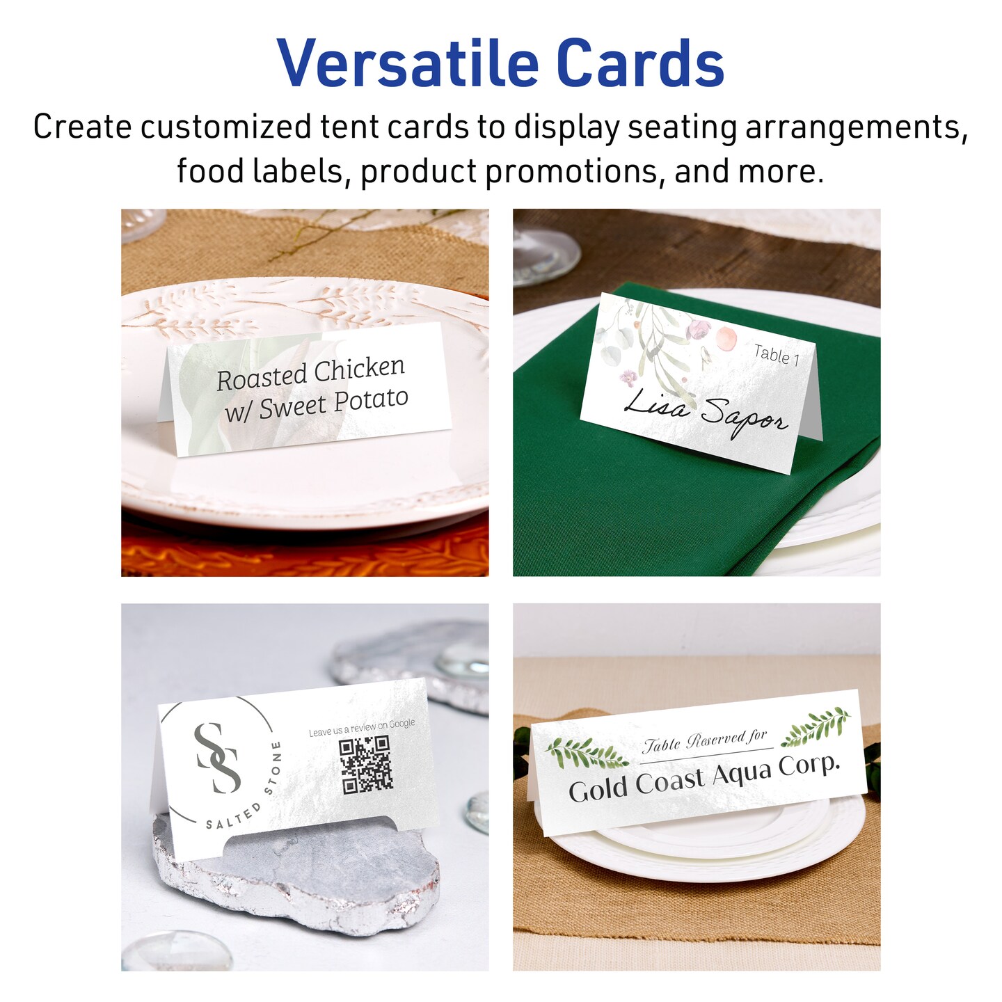 Avery Glossy White Place Cards, 1-7/16&#x22; x 3-3/4&#x22; Rectangle